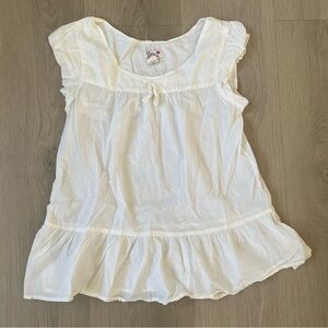 Girls Large White Boho Top Blouse Ruffled Hem Cottagecore Fairycore Lightweight